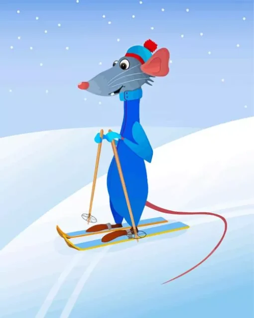 Rat Skiing In Snow Diamond Painting