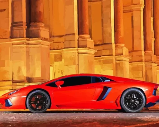 Red Lamborghini Diamond Painting