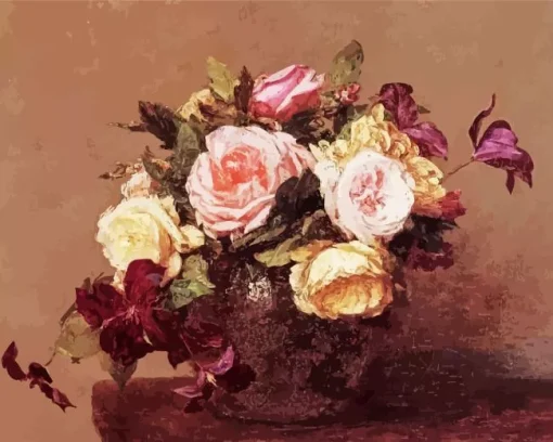 Roses And Clematis By Henri Latour Diamond Painting