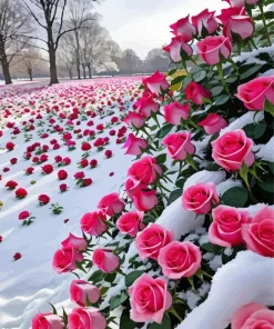 Roses In Snow Diamond Painting