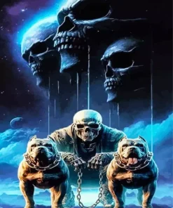 Skeleton And Dogs Diamond Painting
