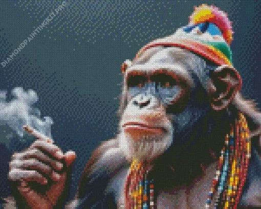 Smoking Monkey Diamond Painting