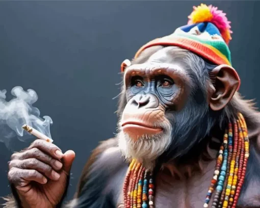 Smoking Monkey Diamond Painting