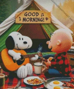 Snoopy And Charlie Playing Guitars Diamond Painting