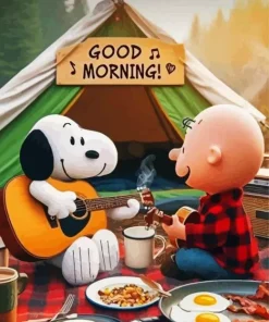 Snoopy And Charlie Playing Guitars Diamond Painting