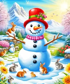 Snowman Art Diamond Painting