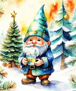 Snowy Christmas Gnome Diamond Painting