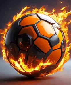 Soccer Ball On Fire Diamond Painting