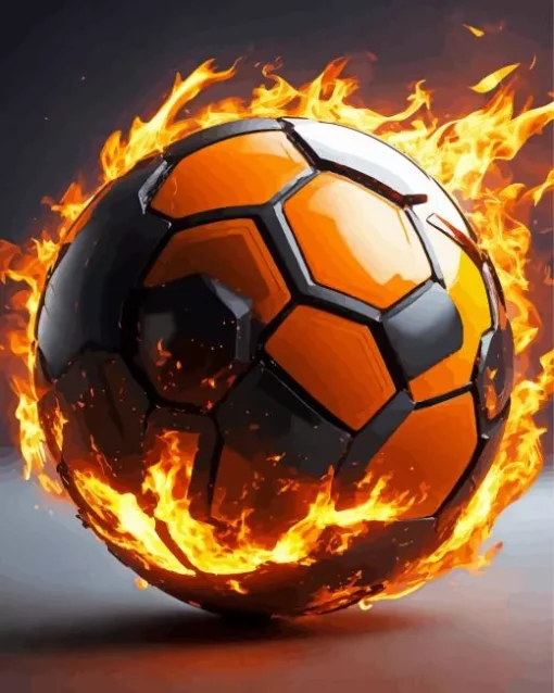Soccer Ball On Fire Diamond Painting