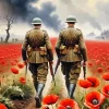 Soldiers In Poppy Field Diamond Painting