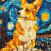 Starry Night Corgi Diamond Painting