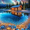 Starry Night Log Cabin Diamond Painting