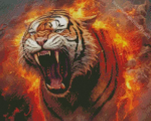 Tiger Roaring Diamond Painting
