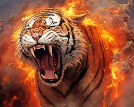 Tiger Roaring Diamond Painting