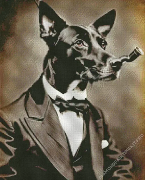 Vintage Dog In A Suit Diamond Painting