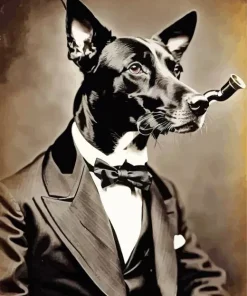 Vintage Dog In A Suit Diamond Painting