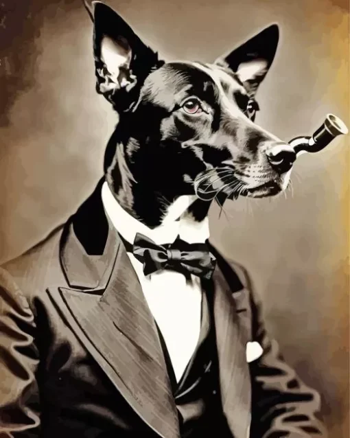 Vintage Dog In A Suit Diamond Painting