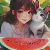 Watermelon Cat Diamond Painting
