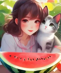Watermelon Cat Diamond Painting