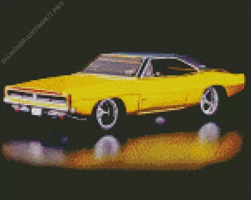 Yellow Dodge Challenger 1969 Diamond Painting