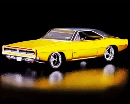 Yellow Dodge Challenger 1969 Diamond Painting