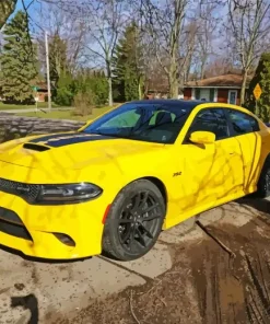 Yellow Dodge Charger Daytona Diamond Painting