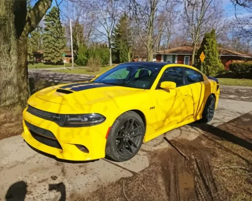 Yellow Dodge Charger Daytona Diamond Painting