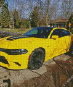 Yellow Dodge Charger Daytona Diamond Painting