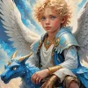 Angel Boy And Blue Dragon Diamond Painting