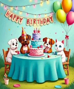 Brown Boxer Puppy Birthday Diamond Painting