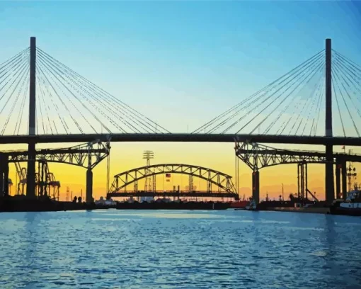 Long Beach Bridge California Diamond Painting