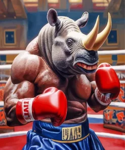 Rhino Boxing Diamond Painting