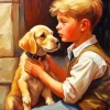 Young Boy And His Dog Diamond Painting