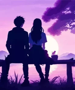 Anime Boy And Girl Silhouette Diamond Painting
