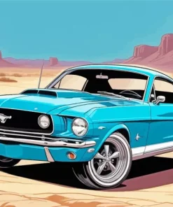 Blue 60s Ford Mustang Diamond Painting
