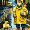Boy And Duck Diamond Painting