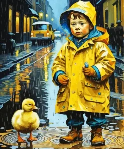Boy And Duck Diamond Painting