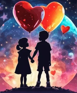 Boy And Girl Silhouette Diamond Painting