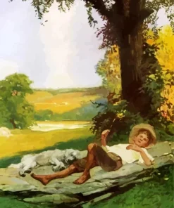 Boy And His Dog Art Diamond Painting