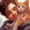 Boy Hugging Cat Diamond Painting
