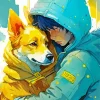 Boy Hugging Dog Art Diamond Painting