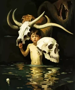 Boy With A Skull Diamond Painting