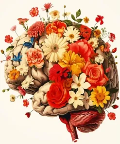 Brain With Flowers Diamond Painting