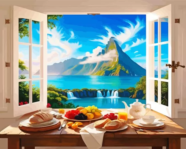 breakfast in mountains Diamond Dotz Breakfast In Mountains Diamond Painting