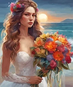 Bride Holding Flowers Diamond Painting