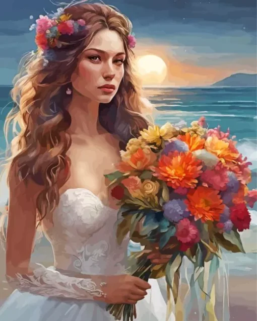 Bride Holding Flowers Diamond Painting