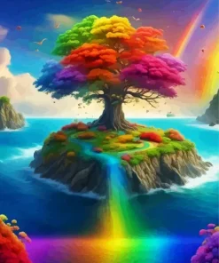 Colorful Rainbow Tree Diamond Painting