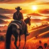 Cowboy Riding Into Sunset Diamond Painting
