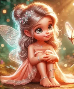 Cute Little Fairy And Butterfly Diamond Painting