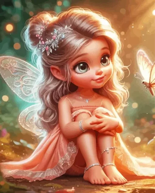 Cute Little Fairy And Butterfly Diamond Painting